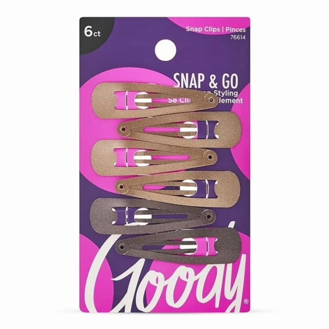 Goody Metal Contour Hair Snap Clips, 6 Count