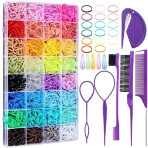 Livhil 32 Colors Hair Rubber Bands with Tail Hair Tools and Hair Clips