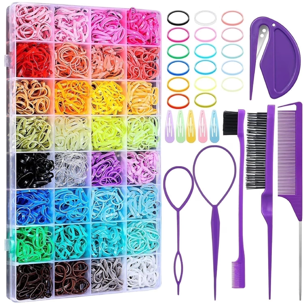 Livhil 32 Colors Hair Rubber Bands with Tail Hair Tools and Hair Clips