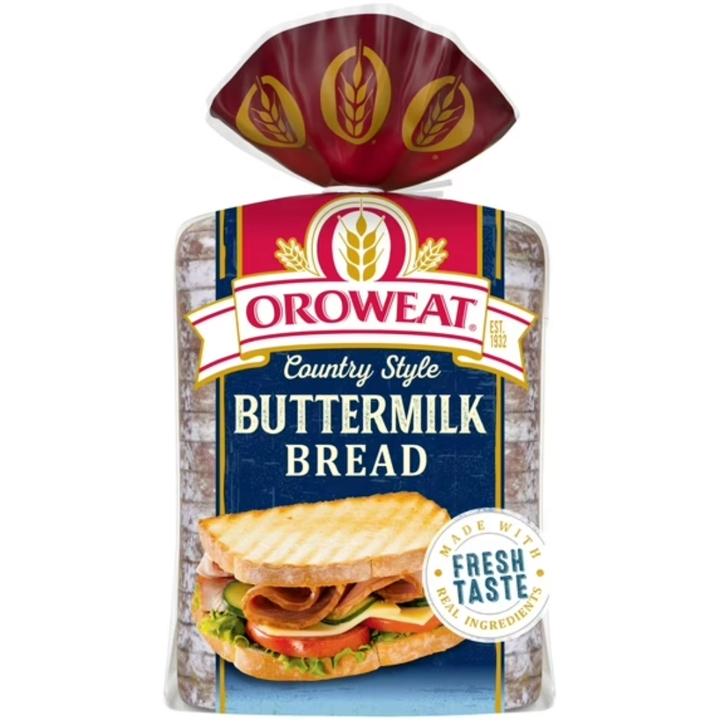 Oroweat Country Style Buttermilk Bread, 24 oz, White Bread, Bag